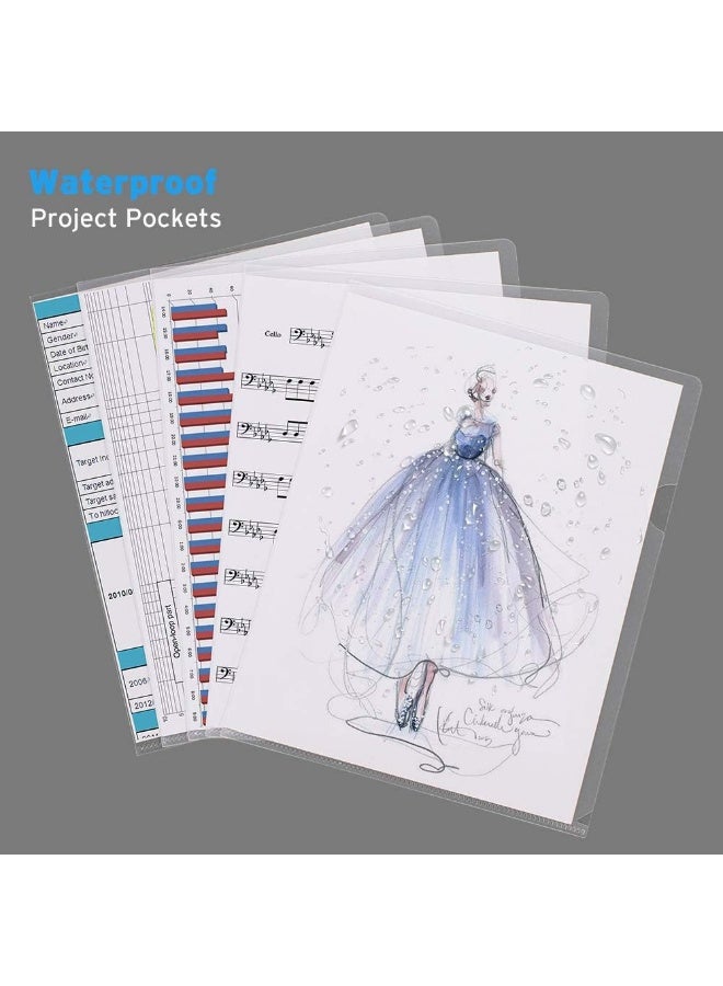 LAIAOCISI 15 Pack Clear Plastic Transparent A4 Document File Folder Project Organiser Protector L-Type Presentation Pockets Paper Storage School, Office Supplies - Image 5